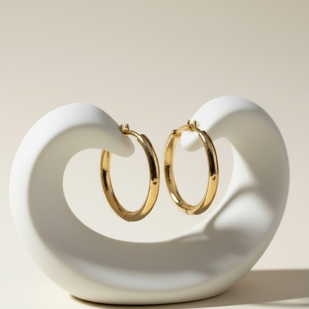 Lonna & Lilly Gold Tone Textured Hoop Earrings Classic Round Small Hoops - Picture 2 of 3